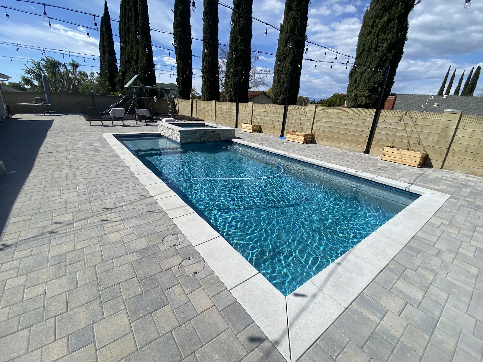 Infinity Pool with Pavers in Calabasas Hills